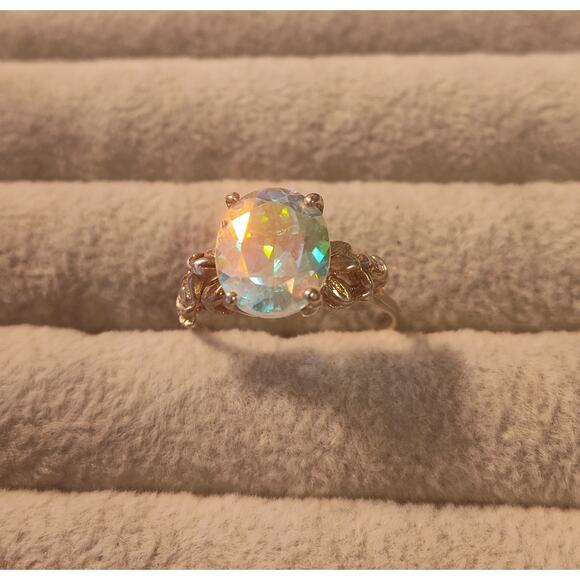 Designer Badavici Ring Size 10 925 Sterling Silver 12x10mm Tavalite Topaz - Picture 1 of 4